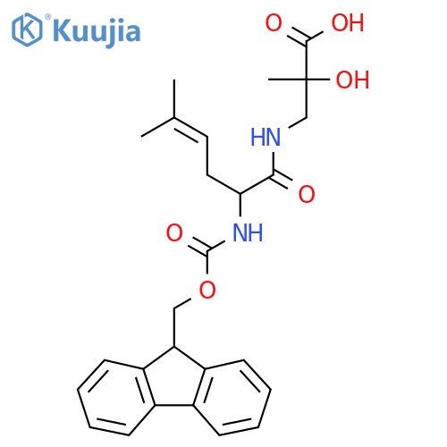 3-2-({(9H-fluoren-9-yl)methoxycarbonyl}amino)-5-methylhex-4-enamido-2-hydroxy-2-methylpropanoic acid structure