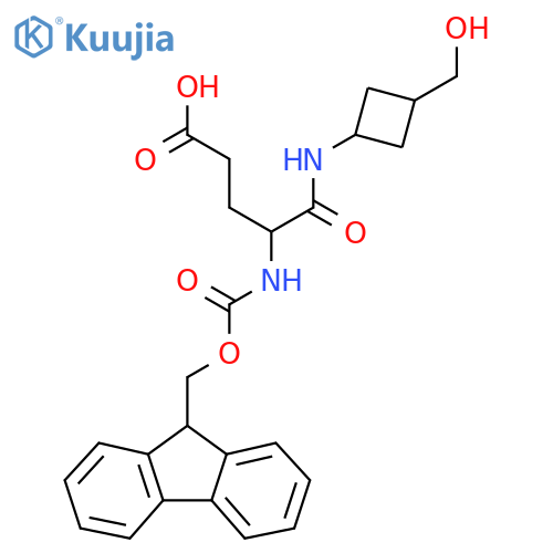 4-({(9H-fluoren-9-yl)methoxycarbonyl}amino)-4-{3-(hydroxymethyl)cyclobutylcarbamoyl}butanoic acid structure