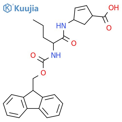 4-2-({(9H-fluoren-9-yl)methoxycarbonyl}amino)pentanamidocyclopent-2-ene-1-carboxylic acid structure
