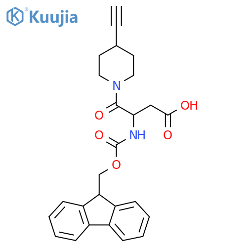 4-(4-ethynylpiperidin-1-yl)-3-({(9H-fluoren-9-yl)methoxycarbonyl}amino)-4-oxobutanoic acid structure