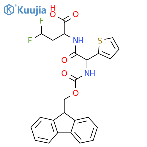 2-2-({(9H-fluoren-9-yl)methoxycarbonyl}amino)-2-(thiophen-2-yl)acetamido-4,4-difluorobutanoic acid structure
