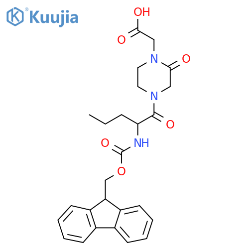 2-{4-2-({(9H-fluoren-9-yl)methoxycarbonyl}amino)pentanoyl-2-oxopiperazin-1-yl}acetic acid structure