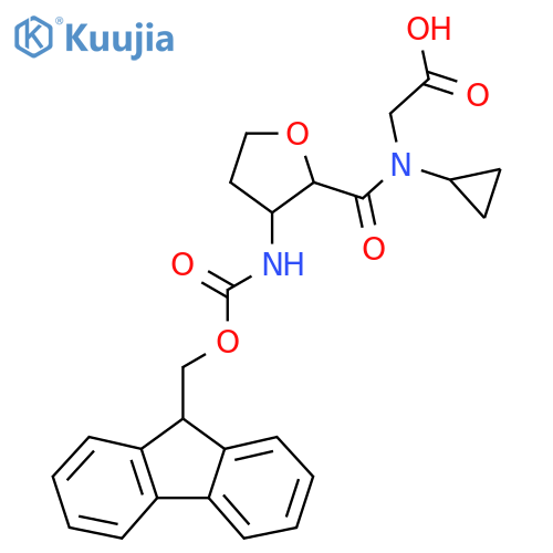 2-{N-cyclopropyl-1-3-({(9H-fluoren-9-yl)methoxycarbonyl}amino)oxolan-2-ylformamido}acetic acid structure