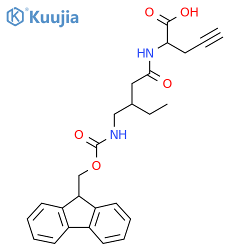 2-{3-({(9H-fluoren-9-yl)methoxycarbonyl}amino)methylpentanamido}pent-4-ynoic acid structure