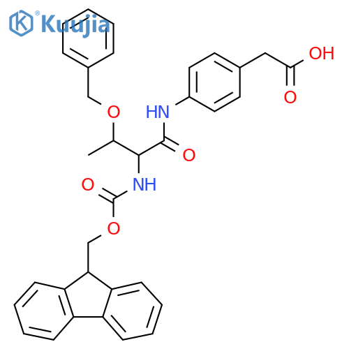 2-{4-3-(benzyloxy)-2-({(9H-fluoren-9-yl)methoxycarbonyl}amino)butanamidophenyl}acetic acid structure