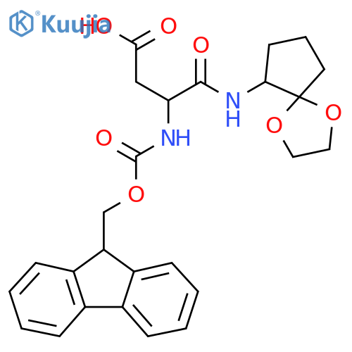 3-({1,4-dioxaspiro4.4nonan-6-yl}carbamoyl)-3-({(9H-fluoren-9-yl)methoxycarbonyl}amino)propanoic acid structure