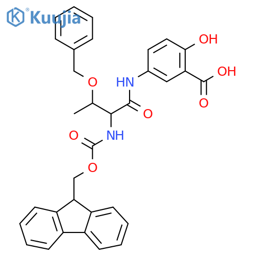 5-3-(benzyloxy)-2-({(9H-fluoren-9-yl)methoxycarbonyl}amino)butanamido-2-hydroxybenzoic acid structure