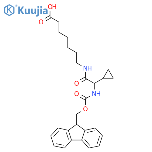 7-2-cyclopropyl-2-({(9H-fluoren-9-yl)methoxycarbonyl}amino)acetamidoheptanoic acid structure