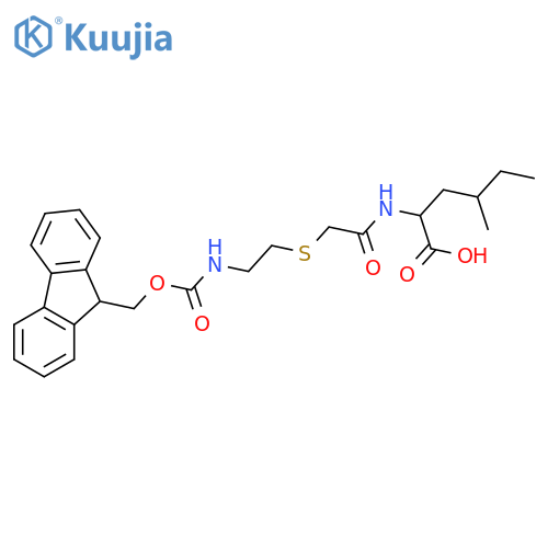 2-(2-{2-({(9H-fluoren-9-yl)methoxycarbonyl}amino)ethylsulfanyl}acetamido)-4-methylhexanoic acid structure