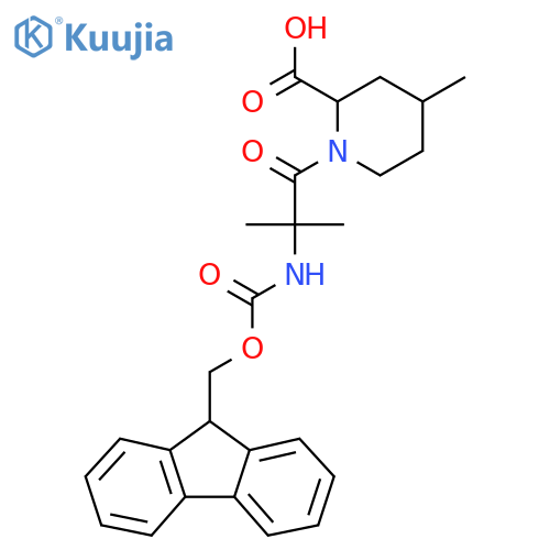 1-2-({(9H-fluoren-9-yl)methoxycarbonyl}amino)-2-methylpropanoyl-4-methylpiperidine-2-carboxylic acid structure