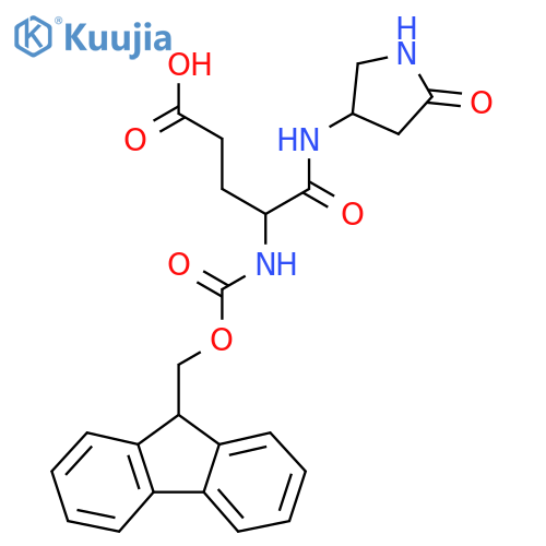 4-({(9H-fluoren-9-yl)methoxycarbonyl}amino)-4-(5-oxopyrrolidin-3-yl)carbamoylbutanoic acid structure