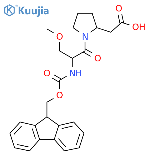 2-{1-2-({(9H-fluoren-9-yl)methoxycarbonyl}amino)-3-methoxypropanoylpyrrolidin-2-yl}acetic acid structure
