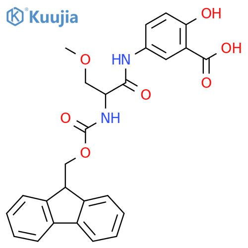 5-2-({(9H-fluoren-9-yl)methoxycarbonyl}amino)-3-methoxypropanamido-2-hydroxybenzoic acid structure
