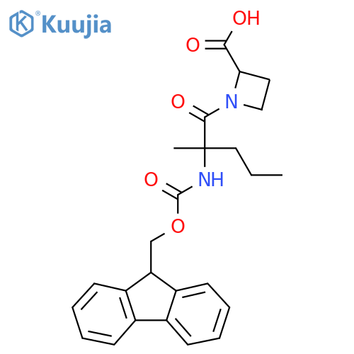 1-2-({(9H-fluoren-9-yl)methoxycarbonyl}amino)-2-methylpentanoylazetidine-2-carboxylic acid structure