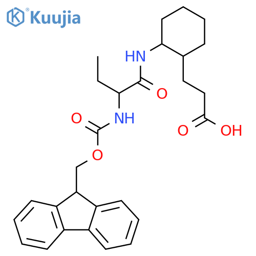 3-{2-2-({(9H-fluoren-9-yl)methoxycarbonyl}amino)butanamidocyclohexyl}propanoic acid structure
