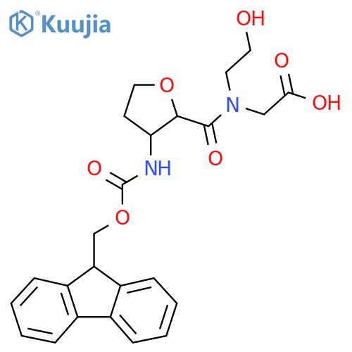 2-{1-3-({(9H-fluoren-9-yl)methoxycarbonyl}amino)oxolan-2-yl-N-(2-hydroxyethyl)formamido}acetic acid structure