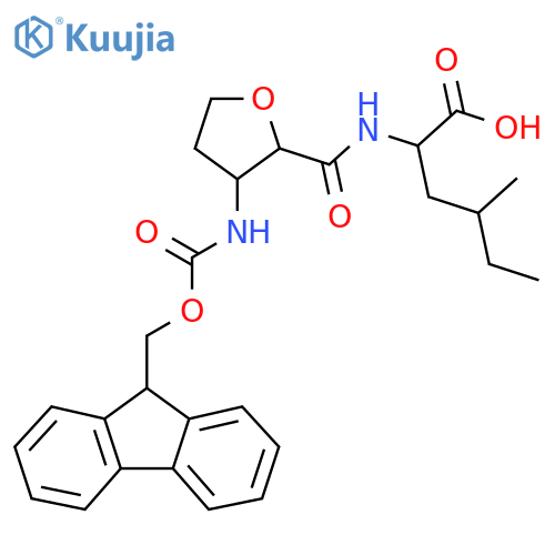 2-{3-({(9H-fluoren-9-yl)methoxycarbonyl}amino)oxolan-2-ylformamido}-4-methylhexanoic acid structure