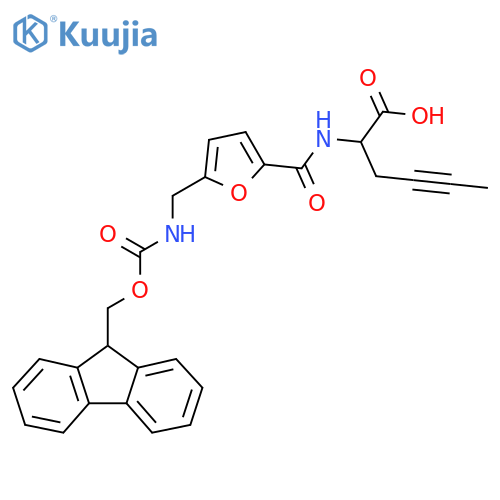 2-({5-({(9H-fluoren-9-yl)methoxycarbonyl}amino)methylfuran-2-yl}formamido)hex-4-ynoic acid structure