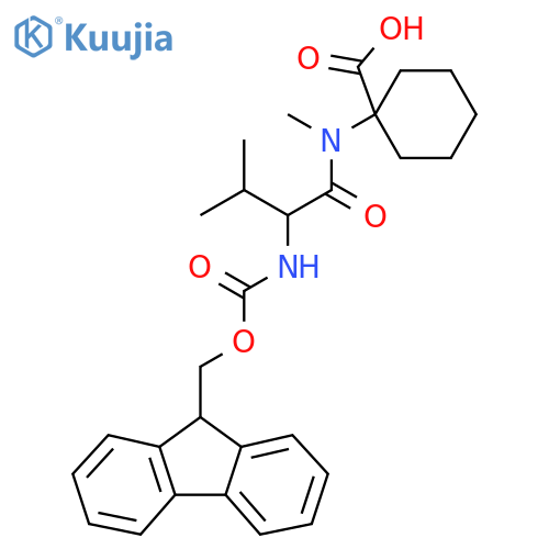 1-2-({(9H-fluoren-9-yl)methoxycarbonyl}amino)-N,3-dimethylbutanamidocyclohexane-1-carboxylic acid structure