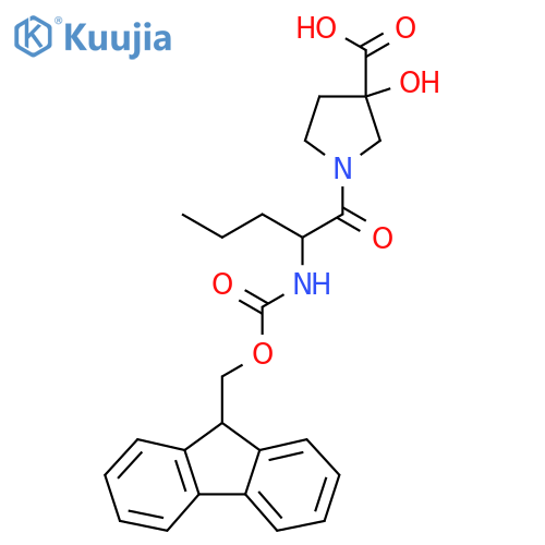 1-2-({(9H-fluoren-9-yl)methoxycarbonyl}amino)pentanoyl-3-hydroxypyrrolidine-3-carboxylic acid structure