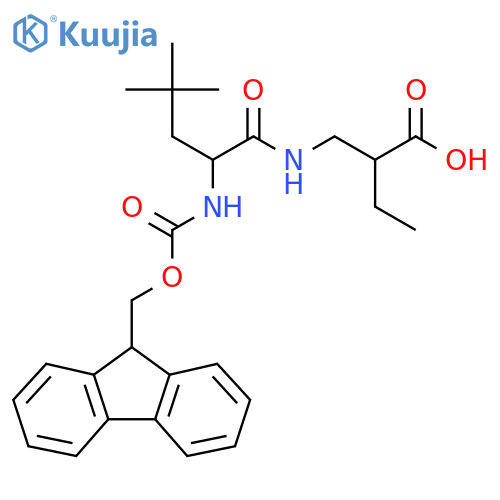 2-{2-({(9H-fluoren-9-yl)methoxycarbonyl}amino)-4,4-dimethylpentanamidomethyl}butanoic acid structure