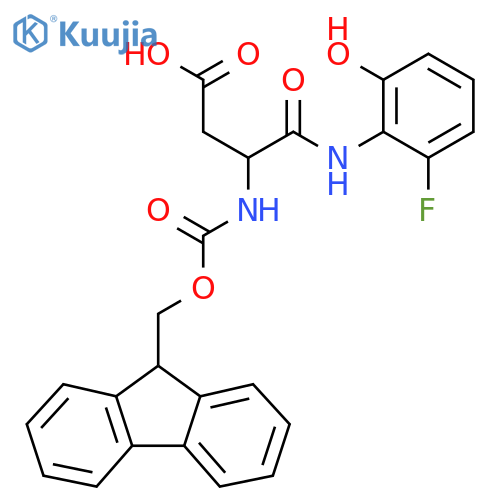 3-({(9H-fluoren-9-yl)methoxycarbonyl}amino)-3-(2-fluoro-6-hydroxyphenyl)carbamoylpropanoic acid structure