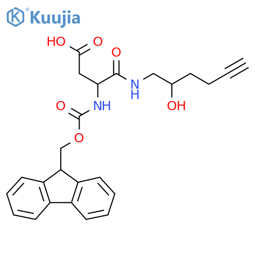 3-({(9H-fluoren-9-yl)methoxycarbonyl}amino)-3-(2-hydroxyhex-5-yn-1-yl)carbamoylpropanoic acid structure