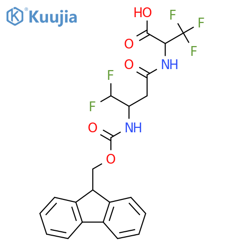 2-3-({(9H-fluoren-9-yl)methoxycarbonyl}amino)-4,4-difluorobutanamido-3,3,3-trifluoropropanoic acid structure