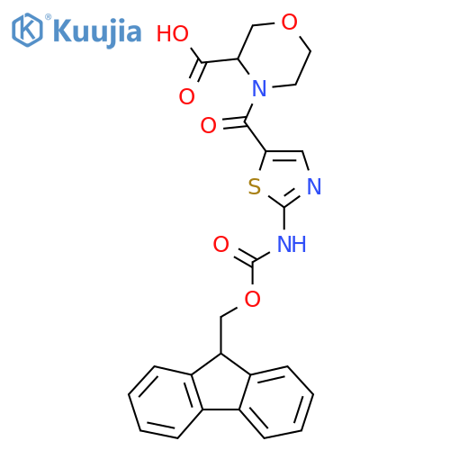 4-2-({(9H-fluoren-9-yl)methoxycarbonyl}amino)-1,3-thiazole-5-carbonylmorpholine-3-carboxylic acid structure