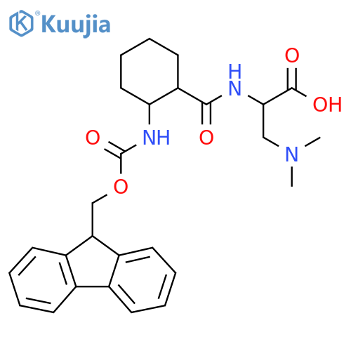 3-(dimethylamino)-2-{2-({(9H-fluoren-9-yl)methoxycarbonyl}amino)cyclohexylformamido}propanoic acid structure