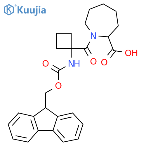 1-1-({(9H-fluoren-9-yl)methoxycarbonyl}amino)cyclobutanecarbonylazepane-2-carboxylic acid structure
