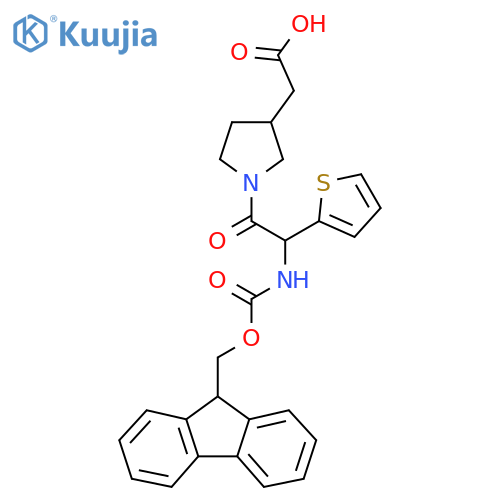 2-{1-2-({(9H-fluoren-9-yl)methoxycarbonyl}amino)-2-(thiophen-2-yl)acetylpyrrolidin-3-yl}acetic acid structure