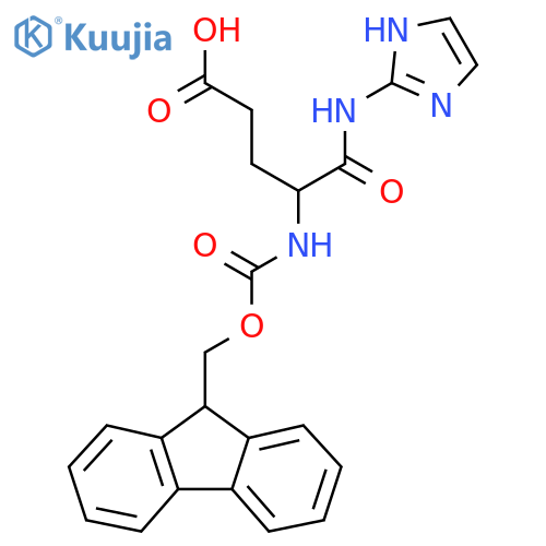 4-({(9H-fluoren-9-yl)methoxycarbonyl}amino)-4-(1H-imidazol-2-yl)carbamoylbutanoic acid structure