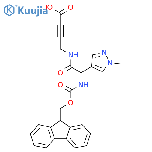 4-2-({(9H-fluoren-9-yl)methoxycarbonyl}amino)-2-(1-methyl-1H-pyrazol-4-yl)acetamidobut-2-ynoic acid structure