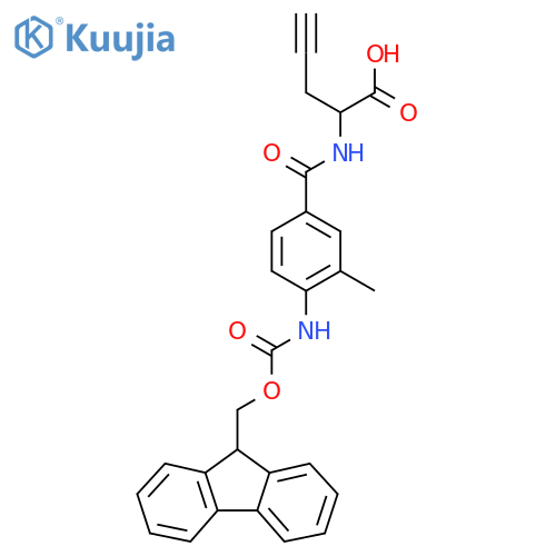 2-{4-({(9H-fluoren-9-yl)methoxycarbonyl}amino)-3-methylphenylformamido}pent-4-ynoic acid structure