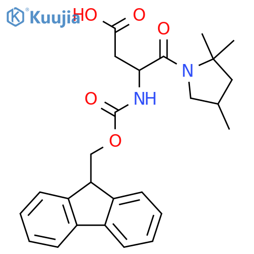 3-({(9H-fluoren-9-yl)methoxycarbonyl}amino)-4-oxo-4-(2,2,4-trimethylpyrrolidin-1-yl)butanoic acid structure