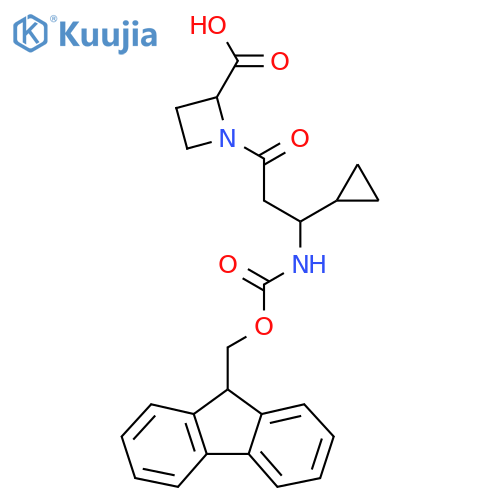 1-3-cyclopropyl-3-({(9H-fluoren-9-yl)methoxycarbonyl}amino)propanoylazetidine-2-carboxylic acid structure