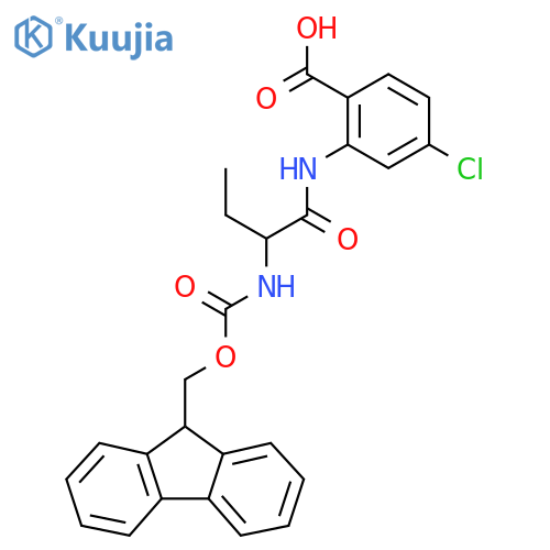 4-chloro-2-2-({(9H-fluoren-9-yl)methoxycarbonyl}amino)butanamidobenzoic acid structure