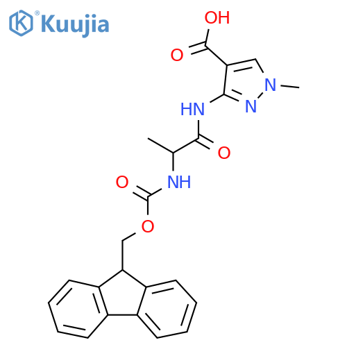 3-2-({(9H-fluoren-9-yl)methoxycarbonyl}amino)propanamido-1-methyl-1H-pyrazole-4-carboxylic acid structure