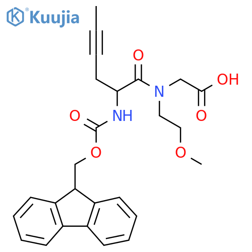 2-2-({(9H-fluoren-9-yl)methoxycarbonyl}amino)-N-(2-methoxyethyl)hex-4-ynamidoacetic acid structure