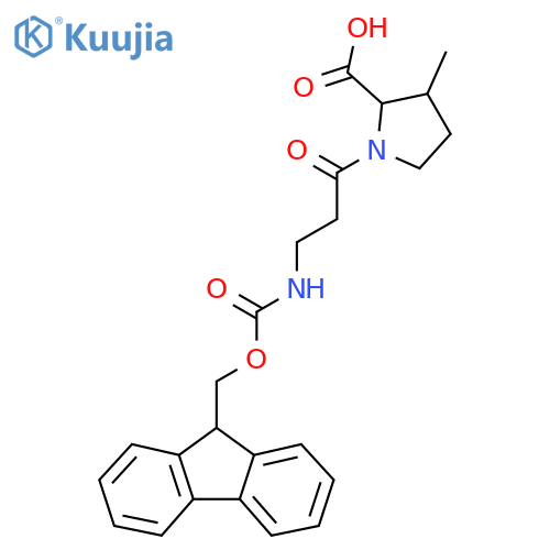 1-3-({(9H-fluoren-9-yl)methoxycarbonyl}amino)propanoyl-3-methylpyrrolidine-2-carboxylic acid structure