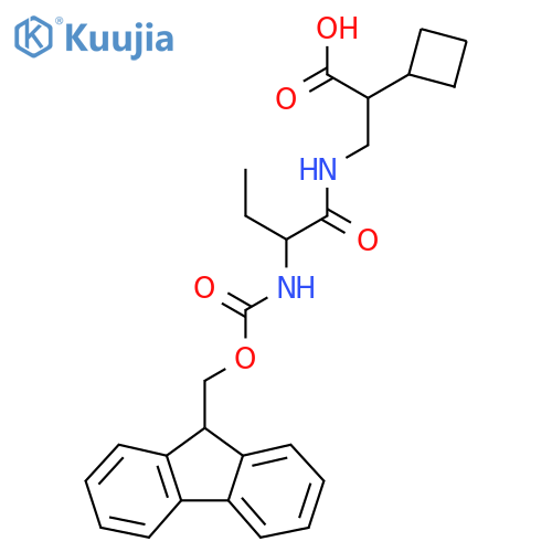 2-cyclobutyl-3-2-({(9H-fluoren-9-yl)methoxycarbonyl}amino)butanamidopropanoic acid structure