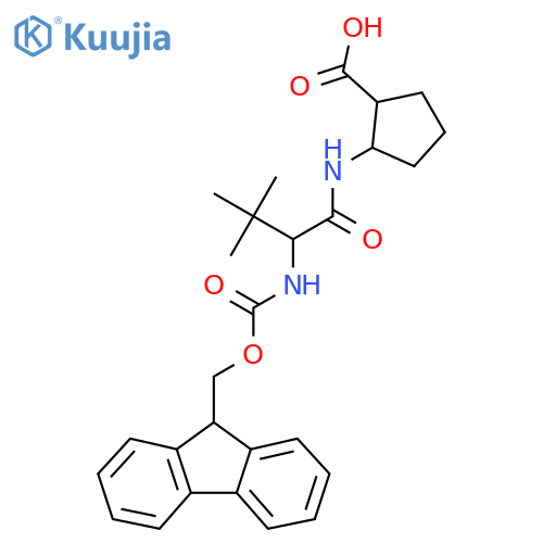2-2-({(9H-fluoren-9-yl)methoxycarbonyl}amino)-3,3-dimethylbutanamidocyclopentane-1-carboxylic acid structure