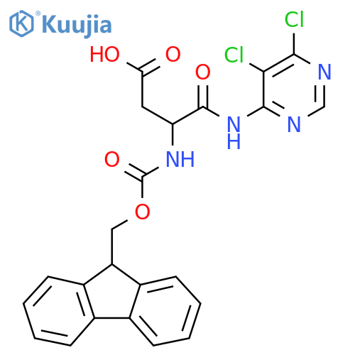 3-(5,6-dichloropyrimidin-4-yl)carbamoyl-3-({(9H-fluoren-9-yl)methoxycarbonyl}amino)propanoic acid structure
