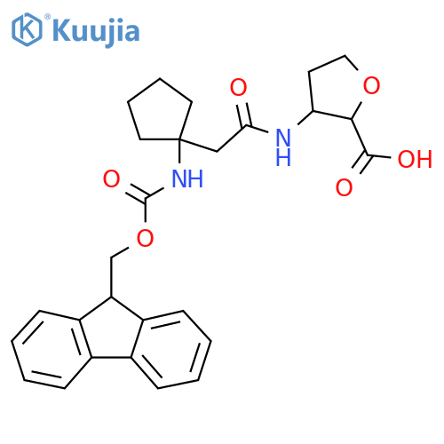 3-{2-1-({(9H-fluoren-9-yl)methoxycarbonyl}amino)cyclopentylacetamido}oxolane-2-carboxylic acid structure