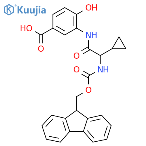 3-2-cyclopropyl-2-({(9H-fluoren-9-yl)methoxycarbonyl}amino)acetamido-4-hydroxybenzoic acid structure