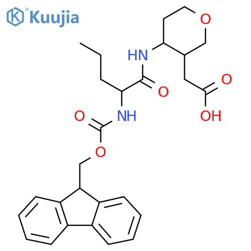 2-{4-2-({(9H-fluoren-9-yl)methoxycarbonyl}amino)pentanamidooxan-3-yl}acetic acid structure
