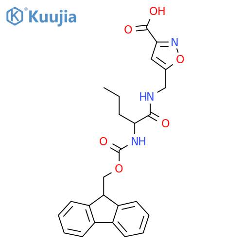 5-{2-({(9H-fluoren-9-yl)methoxycarbonyl}amino)pentanamidomethyl}-1,2-oxazole-3-carboxylic acid structure