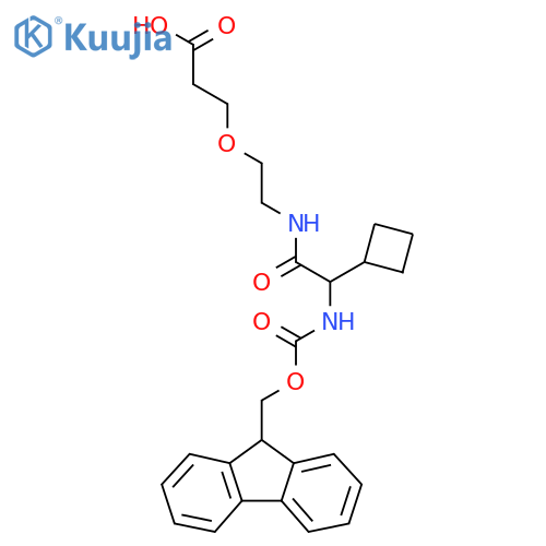 3-{2-2-cyclobutyl-2-({(9H-fluoren-9-yl)methoxycarbonyl}amino)acetamidoethoxy}propanoic acid structure