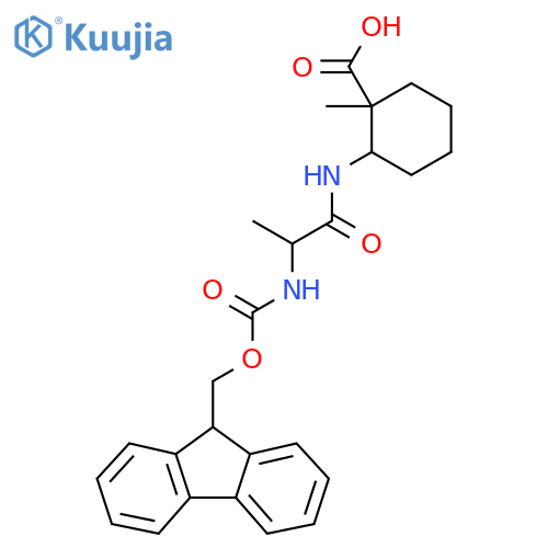 2-2-({(9H-fluoren-9-yl)methoxycarbonyl}amino)propanamido-1-methylcyclohexane-1-carboxylic acid structure